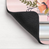 水彩花、銀ストライプ色 – パーソナライズされた マウスパッド (コーナー)