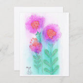 水彩花–6 (4.25 x 5.5")フラットノートカード ノートカード (正面/裏面)