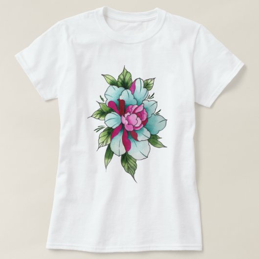 水彩花 Tシャツ (デザイン正面)