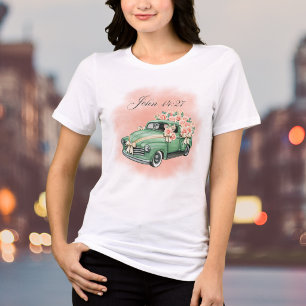 水彩花 Vintage グリーントラック 聖書の詩 トライブレンドＴシャツ