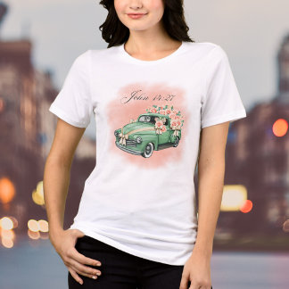 水彩花 Vintage グリーントラック 聖書の詩 トライブレンドＴシャツ