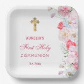 水彩花First Communion ペーパープレート (正面)