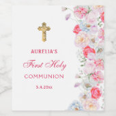 水彩花First Communion ワインラベル (シングルラベル)