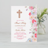 水彩花First Communion 箔招待状 (立ち正面)