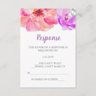 水彩花RSVPカード 出欠カード