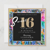 水彩花Sweet sixteen16サプライズパーティー 招待状 (正面)