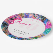 水彩花Sweet sixteen16ピンク ペーパープレート (アングル)