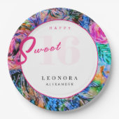 水彩花Sweet sixteen16ピンク ペーパープレート (正面)