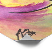 水彩芸術フェニックスハート愛シンボルの自由 ポスター (角)