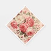 水彩芸術的ピンクのバラ スタンダードランチョンナプキン (角)