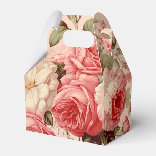 水彩芸術的ピンクのバラ フェイバーボックス (裏面サイド)