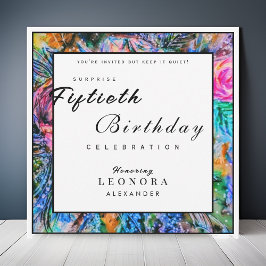 水彩芸術的花ANYサプライズ誕生日 招待状
