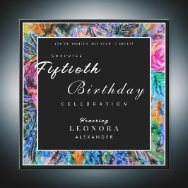 水彩芸術的花ANYサプライズ誕生日 招待状