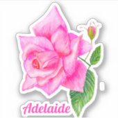 水彩英語バラパーソナライズされた名 シール (正面)