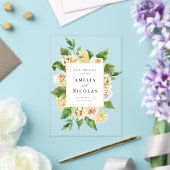 水彩英語バラフローラフレーム日付を保存 アクリル招待状 (インサイチュ (ウェディング))