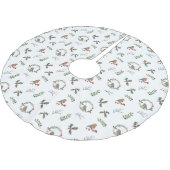 水彩英語ロビンクリスマスホリデーギフト ブラッシュドポリエステルツリースカート (アングル)