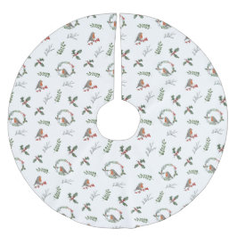 水彩英語ロビンクリスマスホリデーギフト ブラッシュドポリエステルツリースカート