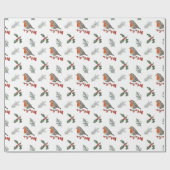 水彩英語ロビンクリスマスホリデーギフト ラッピングペーパー (フラット)