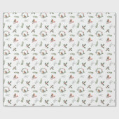 水彩英語ロビンクリスマスホリデーギフト ラッピングペーパー (フラット)