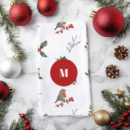 水彩英語ロビンクリスマスホリデー キッチンタオル