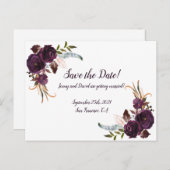 水彩茄子パープルフローラ保存日 インビテーションポストカード (正面/裏面)