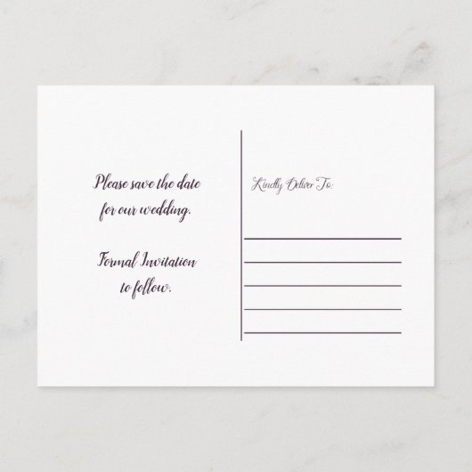 水彩茄子パープルフローラ保存日 インビテーションポストカード (裏面)