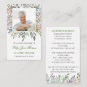 水彩茎葉葬儀祈りの言葉カード 名刺 (正面/裏面)