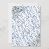 水彩茶カップブルーワイルドフラワーブライダルシャワー 招待状 (裏面)
