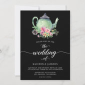 水彩茶パーティーテーマ結婚式招待状 招待状 (正面)