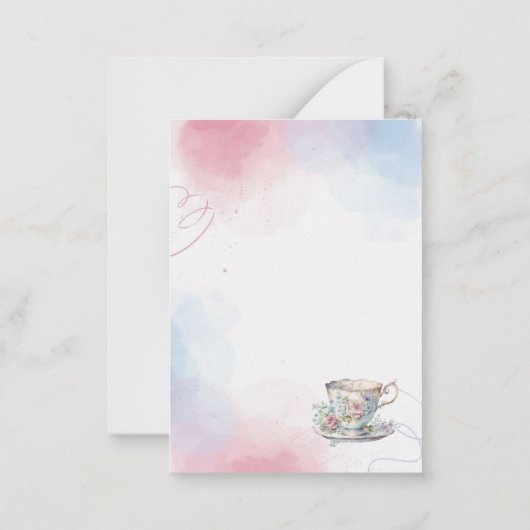 水彩茶パーティーピンク金ゴールド感謝していユー ノートカード (裏面)