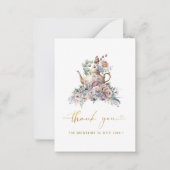 水彩茶パーティーピンク金ゴールド感謝していユー ノートカード (正面)