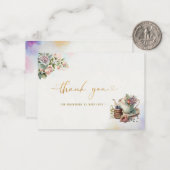 水彩茶パーティーピンク金ゴールド感謝していユー ノートカード (正面/裏面インサイチュ)