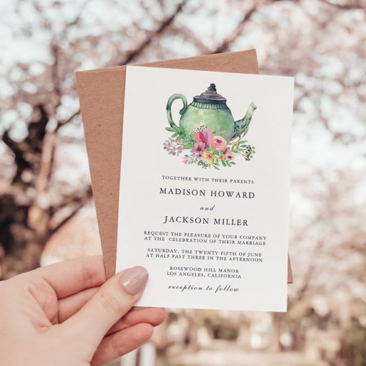 水彩茶パーティー結婚ズ 招待状