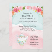 水彩茶パーティー誕生会 招待状 (正面/裏面)