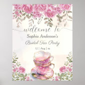 水彩茶パーティー赤面フローラブライダルシャワー ポスター (正面)