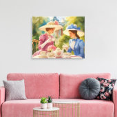 水彩茶ビクトリアンパーティー絵画ズ キャンバスプリント (インサイチュ (リビング))