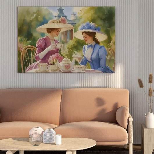 水彩茶ビクトリアンパーティー絵画ズ ポスター