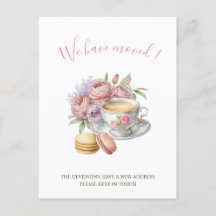 水彩茶ピンクの花ニューホームムービングアヌン