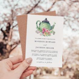 水彩茶会ウェディング 招待状