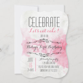 水彩茶会 誕生日招待状 招待状