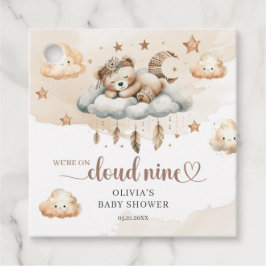 水彩茶色のアイボリー雲9ボーホフェザー フェイバータグ