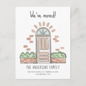 水彩茶色のドアよくはしゃぐ引っ越しました 案内ポストカード (正面)