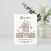 水彩茶色のドアよくはしゃぐ引っ越しました 案内ポストカード (スタンド正面)