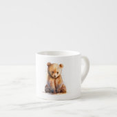 水彩茶色のベビークマ、座って可愛いクマの子 エスプレッソカップ (正面右)