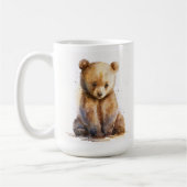 水彩茶色のベビークマ、座って可愛いクマの子 コーヒーマグカップ (左)