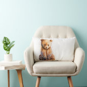 水彩茶色のベビークマ、座って可愛いクマの子 ランバークッション (椅子)