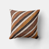 水彩茶色の木のテクスチャのストライプ クッション (裏面)