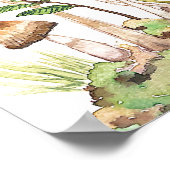 水彩茶色の森のキノコ ポスター (角)