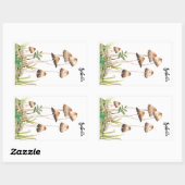 水彩茶色の森のキノコ 長方形シール (シート)