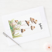 水彩茶色の森のキノコ 長方形シール (封筒)